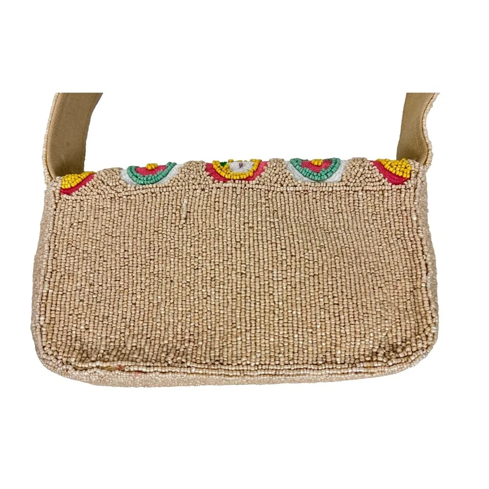 Beaded Handbag from India Floral Pattern Snap Closure 9
